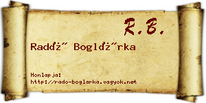 Radó Boglárka névjegykártya
